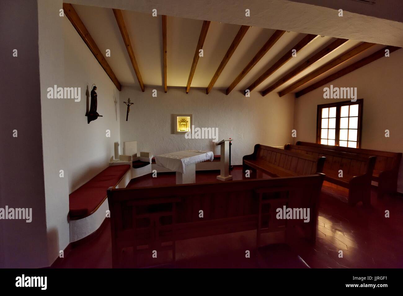 Santuario della Vergine di El Toro gli scatti in interni della chiesa sulla sommità del monte toro menorca Spagna Foto Stock