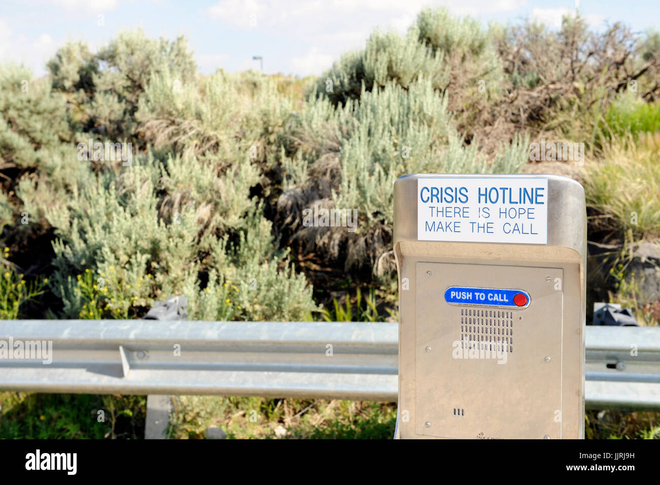 Hotline di crisi a Rio Grande Gorge, Taos, Nuovo Messico, STATI UNITI D'AMERICA Foto Stock