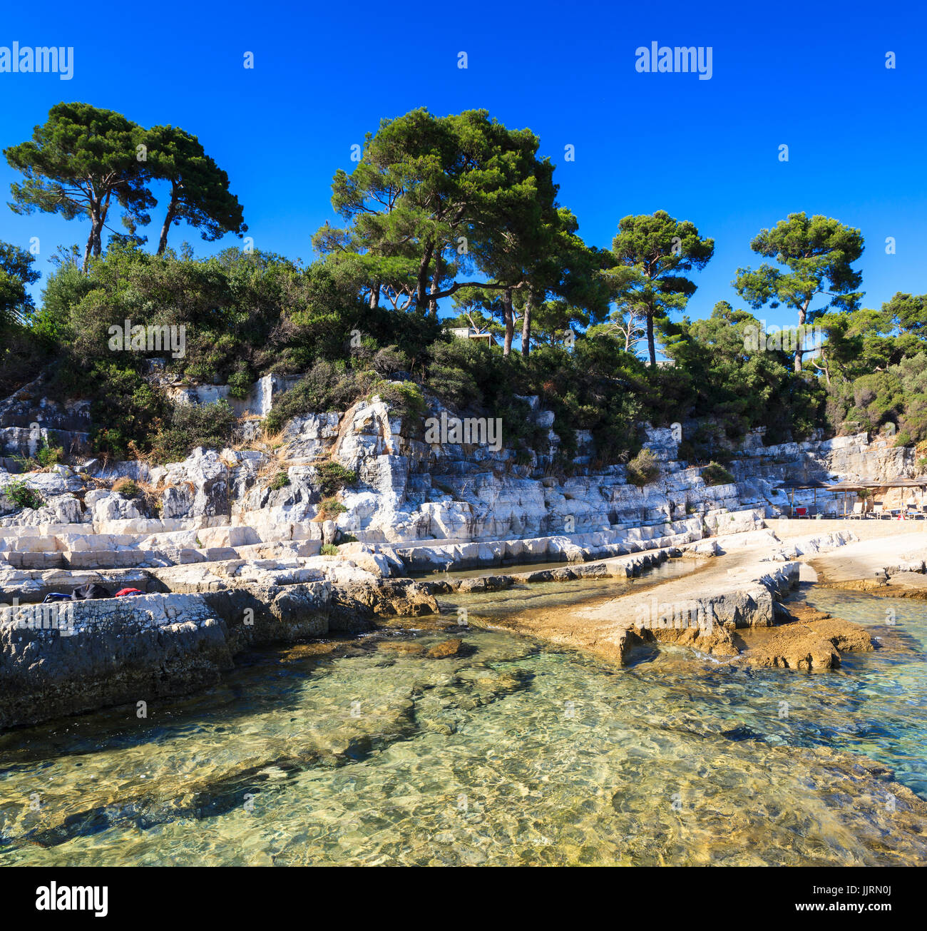 Il mare in Saint Nicholas isola, Parenzo. Istria in Croazia Foto Stock