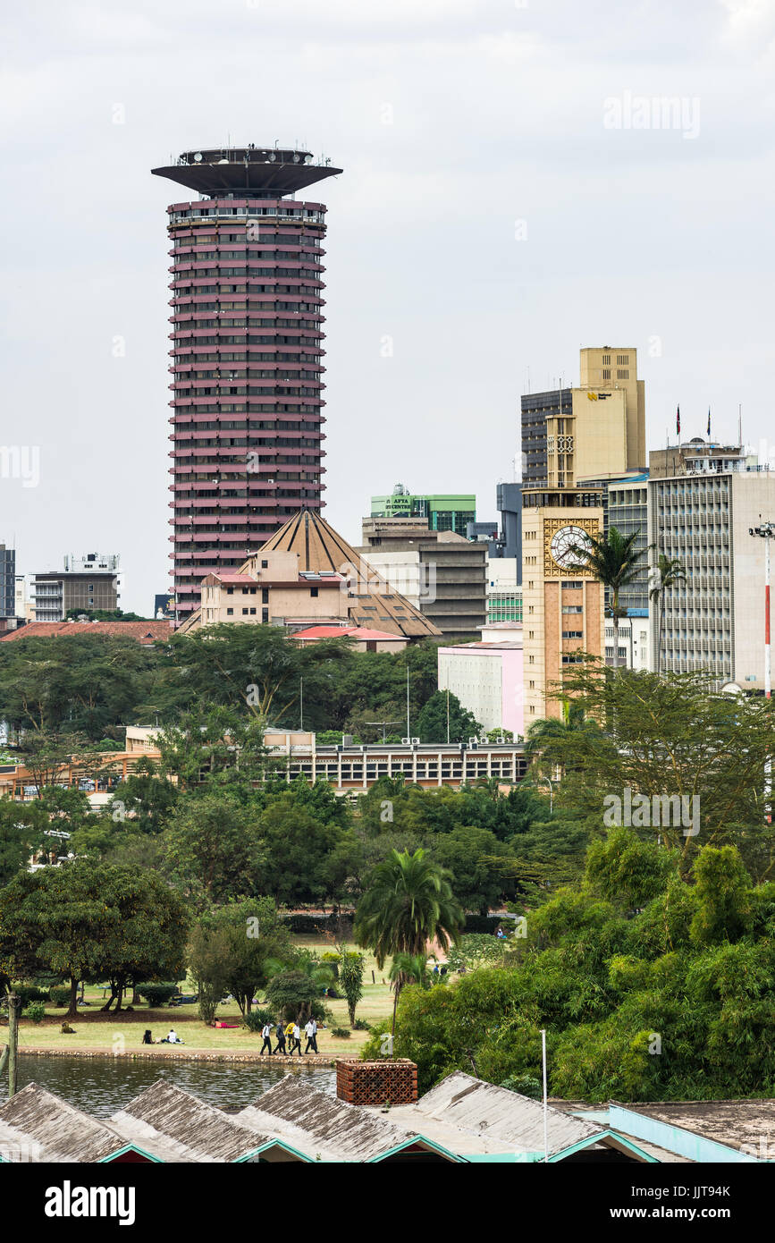 Nairobi Città Skyline con Kenyatta International Convention Center KICC, Kenya Foto Stock