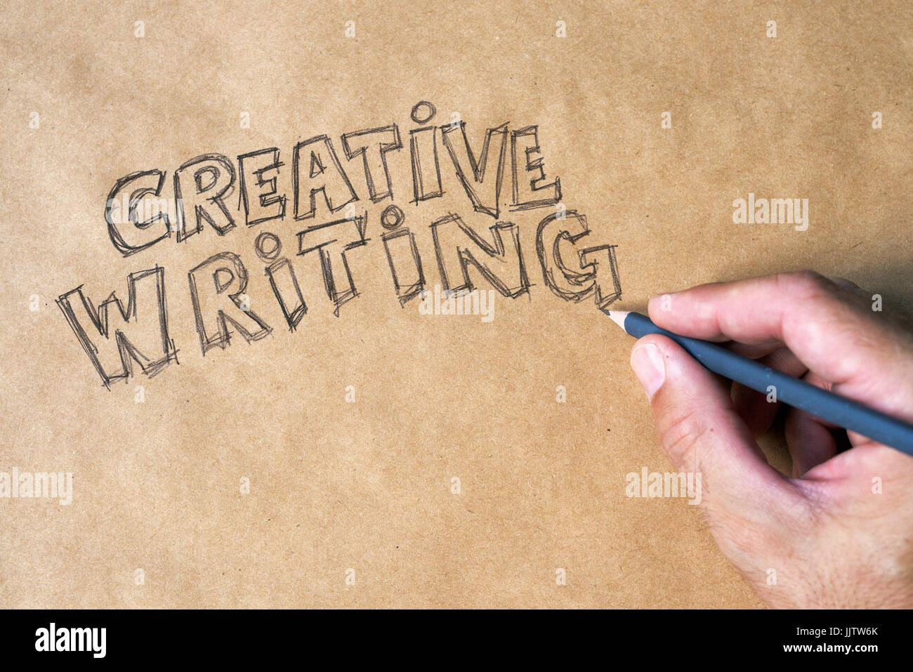 Scrittura creativa, il concetto di apprendimento e la padronanza di processo creativo al di fuori dei limiti dei normali professional, giornalistici o letteratura accademica Foto Stock