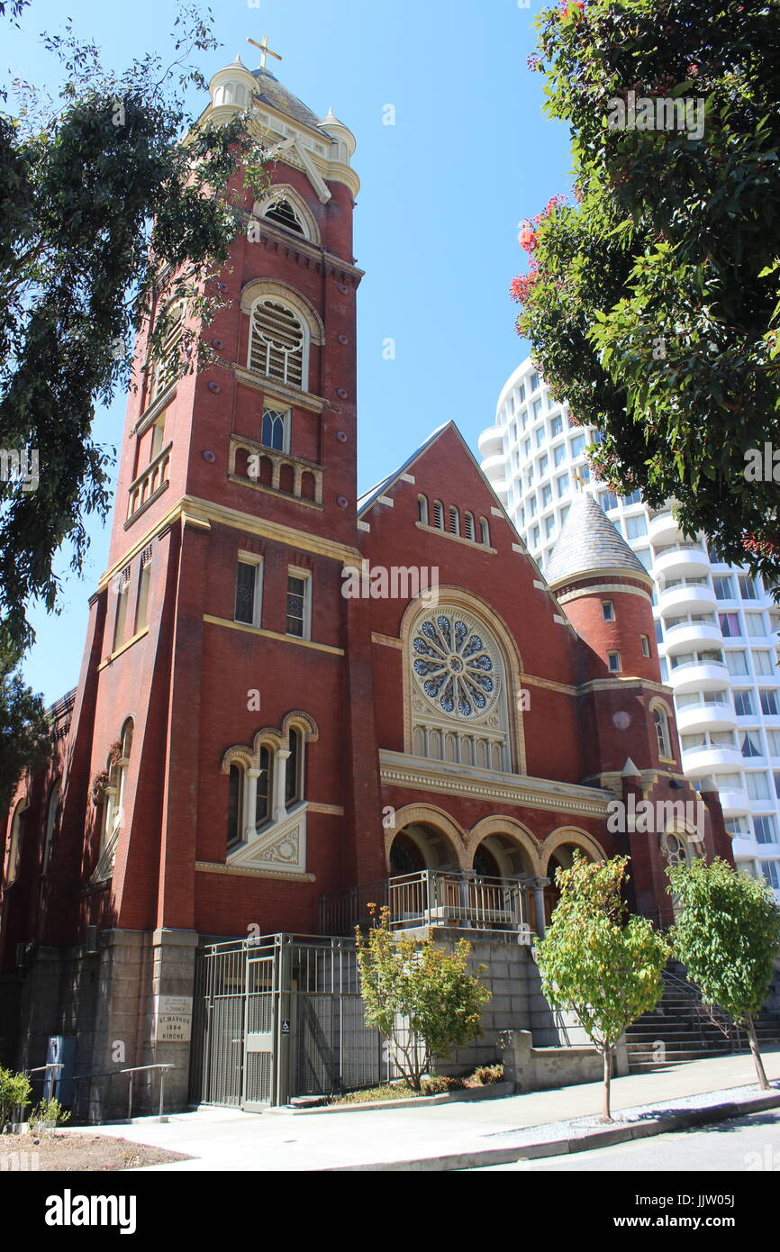 San Marco chiesa luterana, progettato da Henry Geilfuss, costruito 1894-95, la Collina della Cattedrale di San Francisco, California Foto stock - Alamy