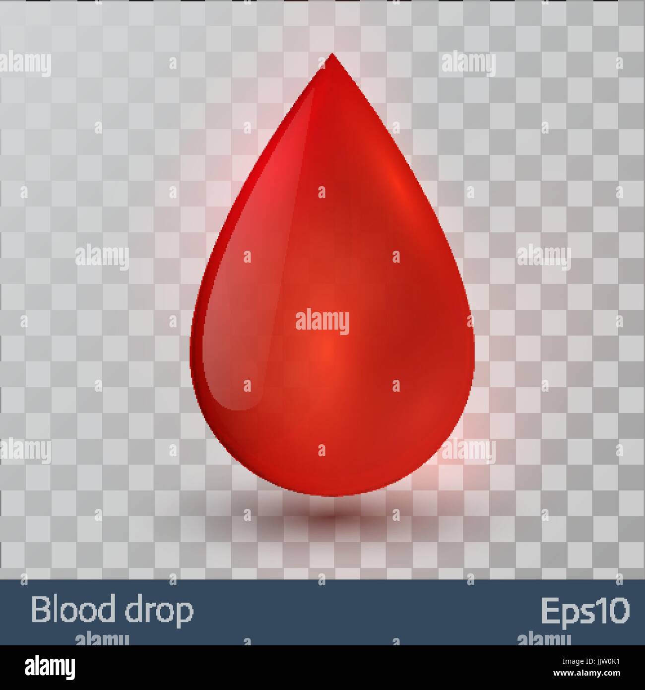 Singola goccia di sangue isolati su sfondo bianco. Illustrazione Vettoriale