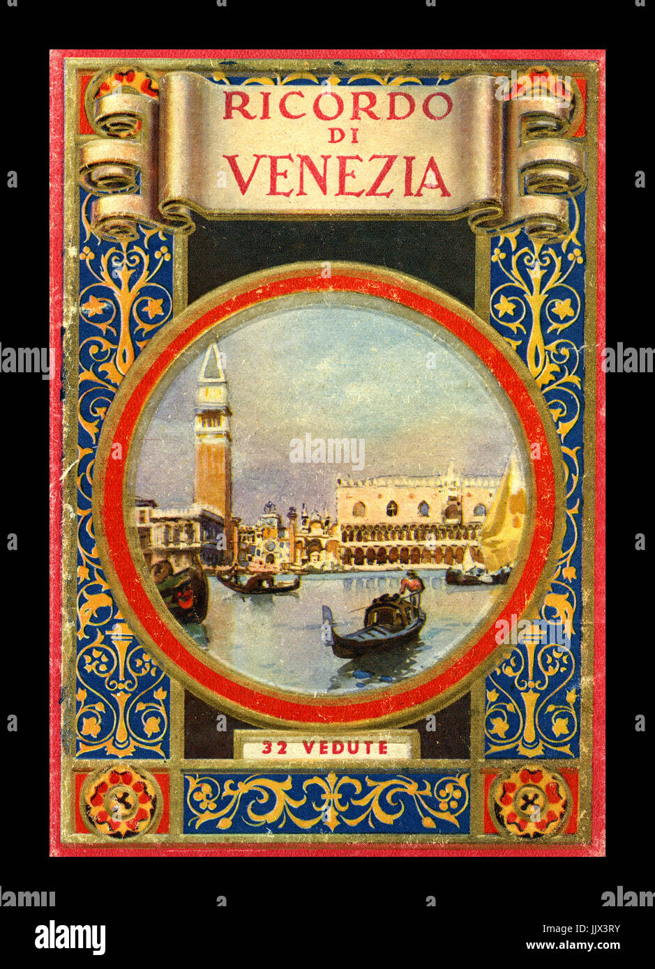 Annata Storica Venezia 1900 antiquario illustrato libro guida "RICORDO de VENEZIA ornato di illustrazione del coperchio Foto Stock