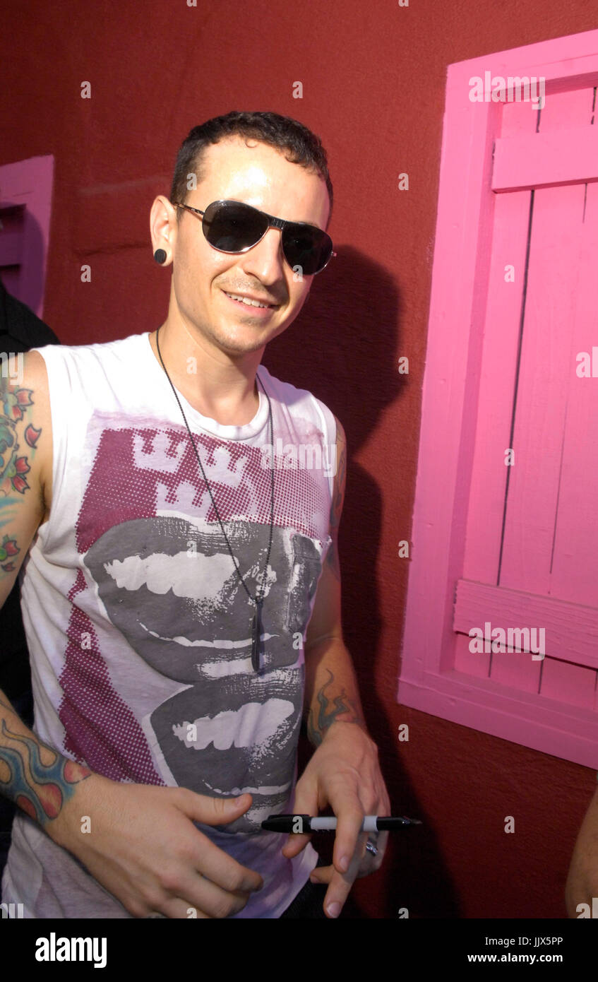 Chester bennington linkin park backstage ritratto 2009 kroq epicentro pomona fairplex pomona. Foto Stock