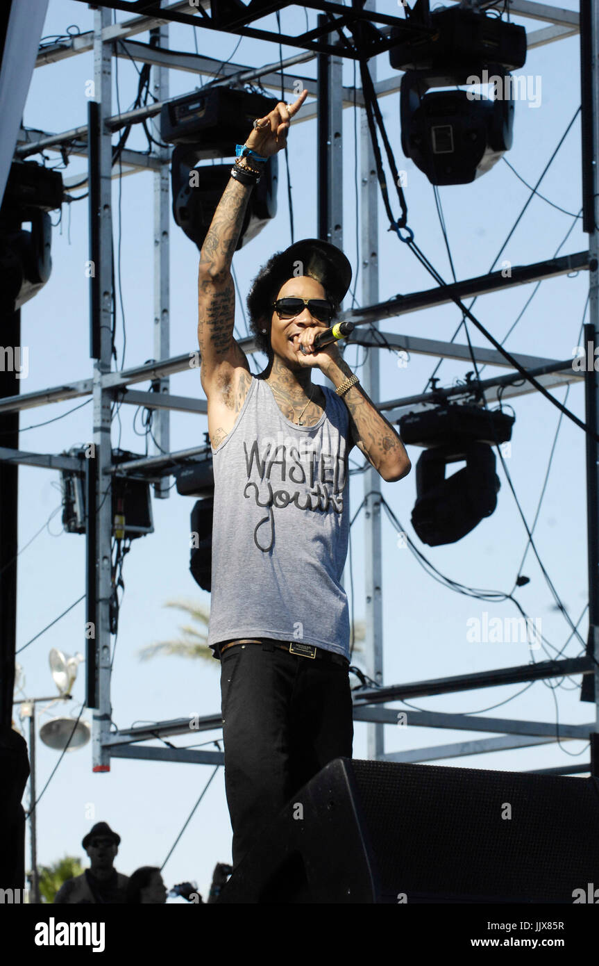 Rapper Wiz Khalifa eseguire 2011 Coachella Music Festival marzo 17,2011 Indio. Foto Stock