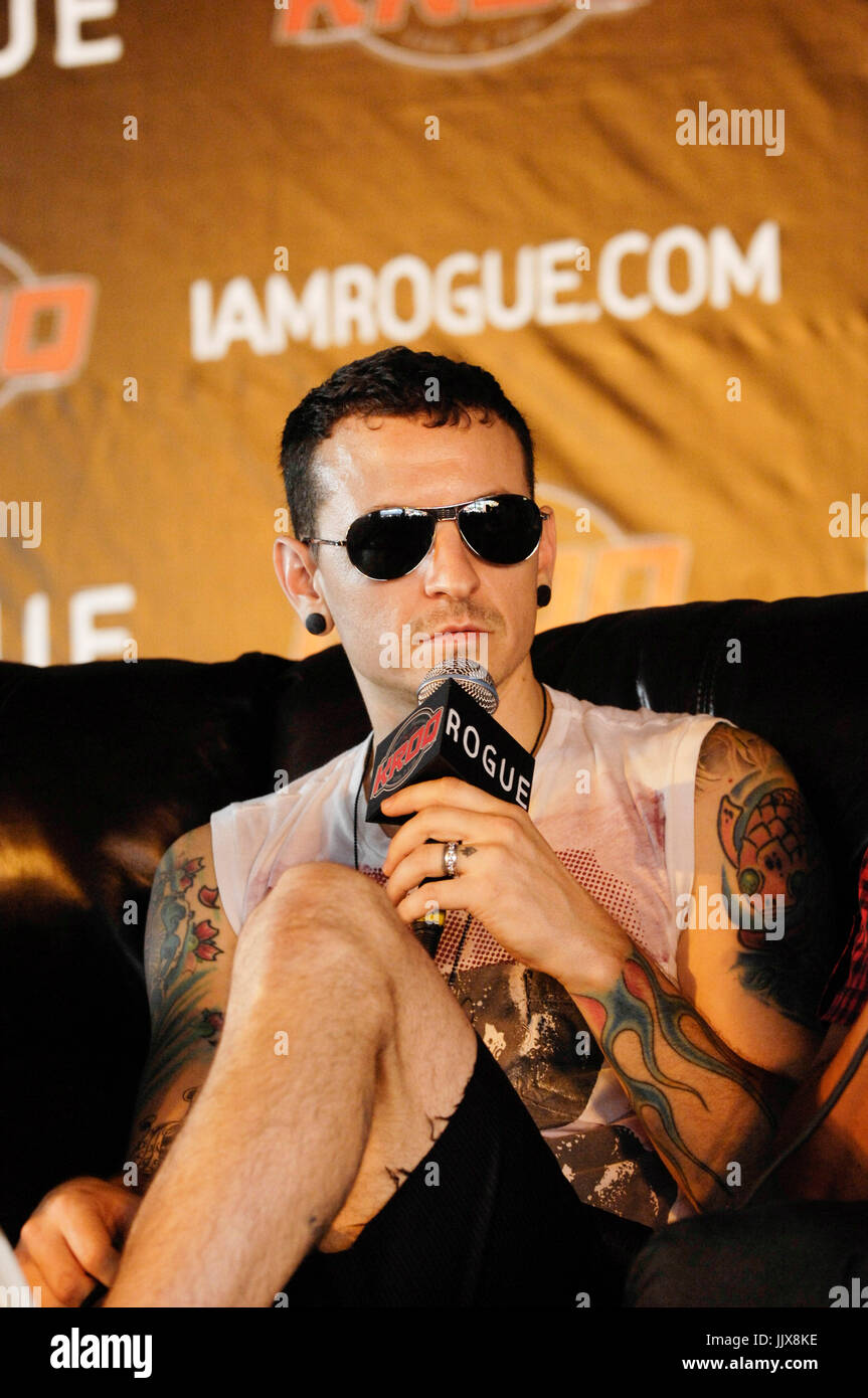 Chester bennington linkin park backstage 2009 kroq epicentro pomona fairplex pomona. Foto Stock