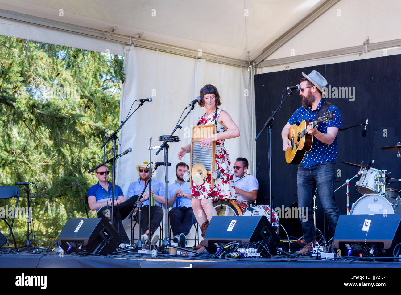 Pomodoro di pomodoro, quarantesimo annuale di Vancouver Folk Music Festival, Vancouver, British Columbia, Canada. Foto Stock