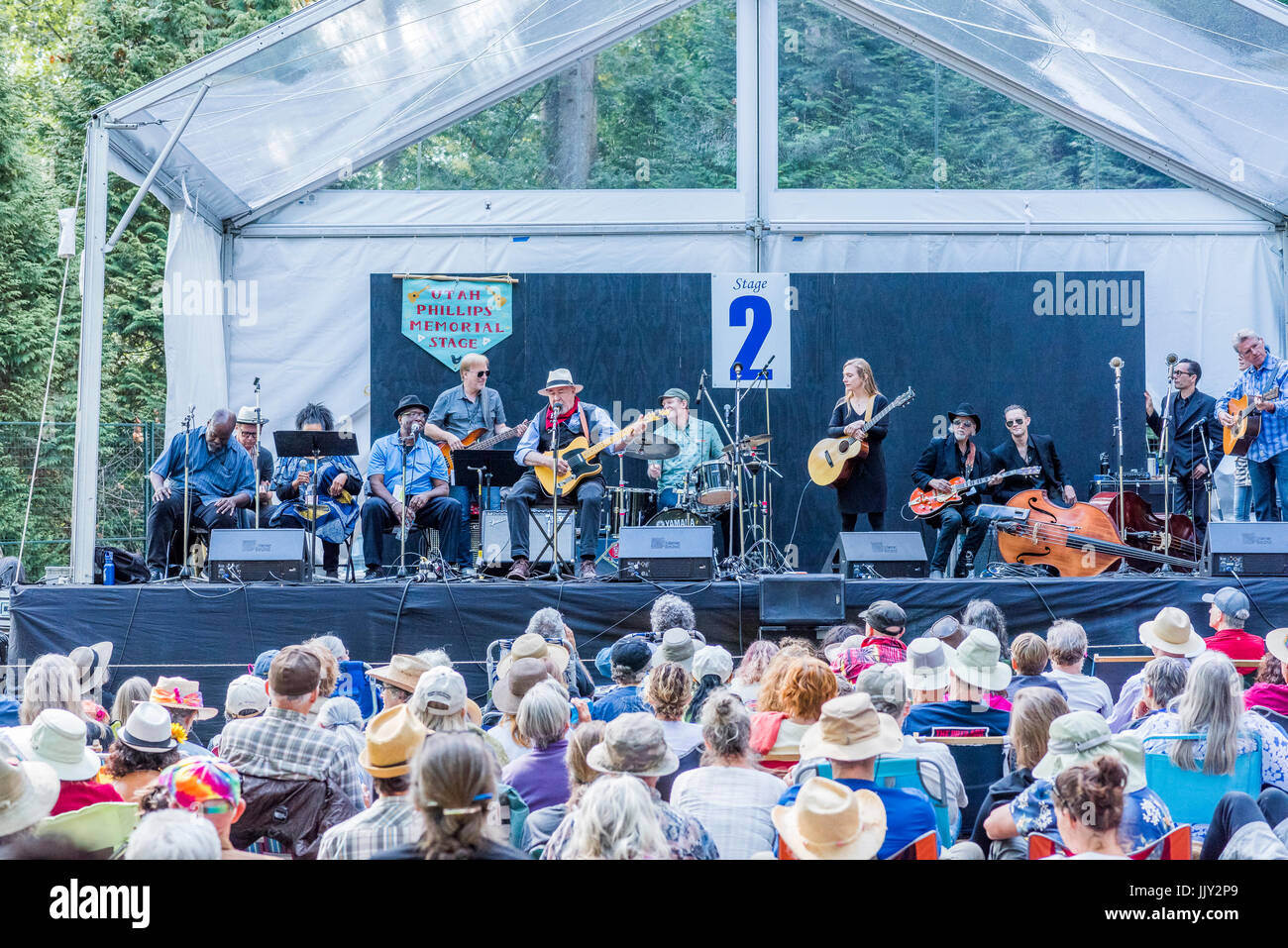 Quarantesimo annuale di Vancouver Folk Music Festival, Vancouver, British Columbia, Canada. Foto Stock