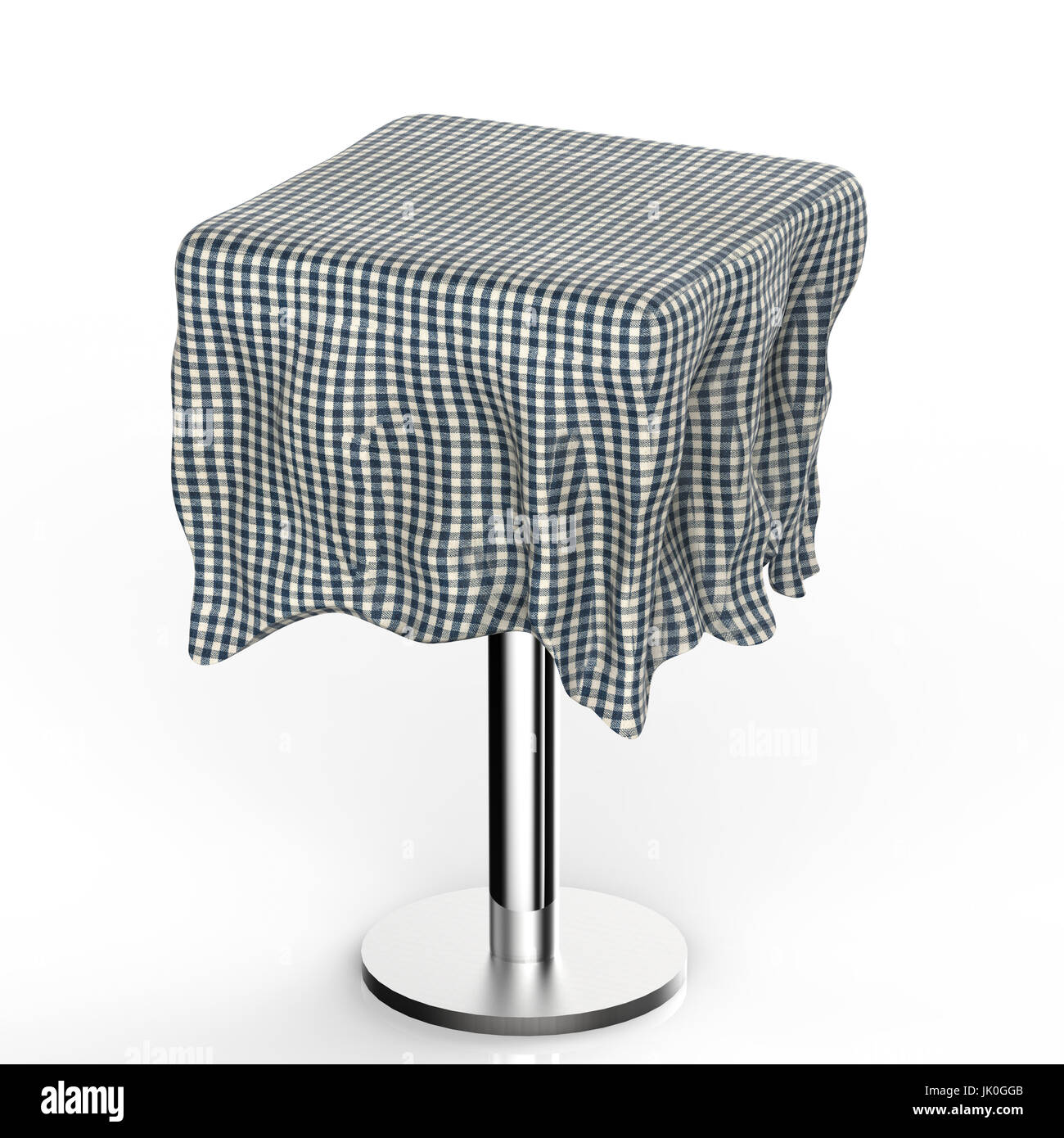 3D rendering tavolo quadrato con panno a scacchi Foto Stock