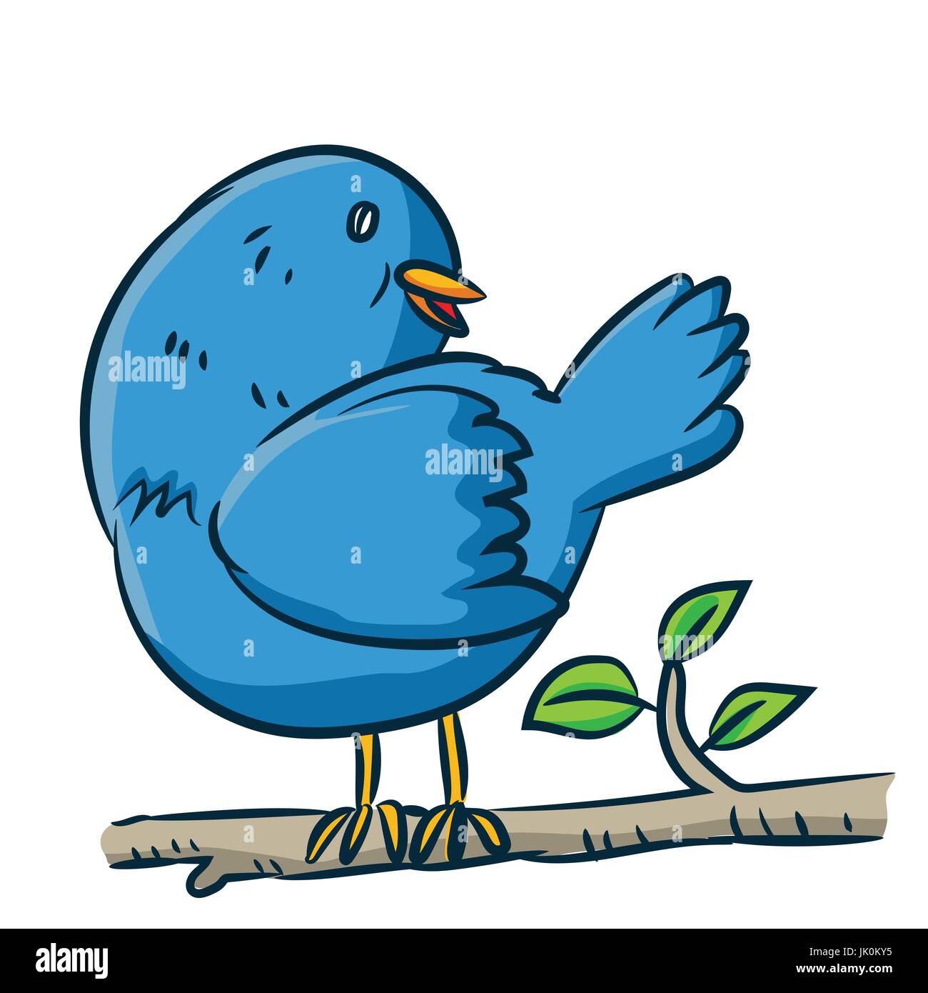 Cartoon colorati di un uccello sul ramo di albero su sfondo bianco - clipart vettoriali illustrazione Illustrazione Vettoriale