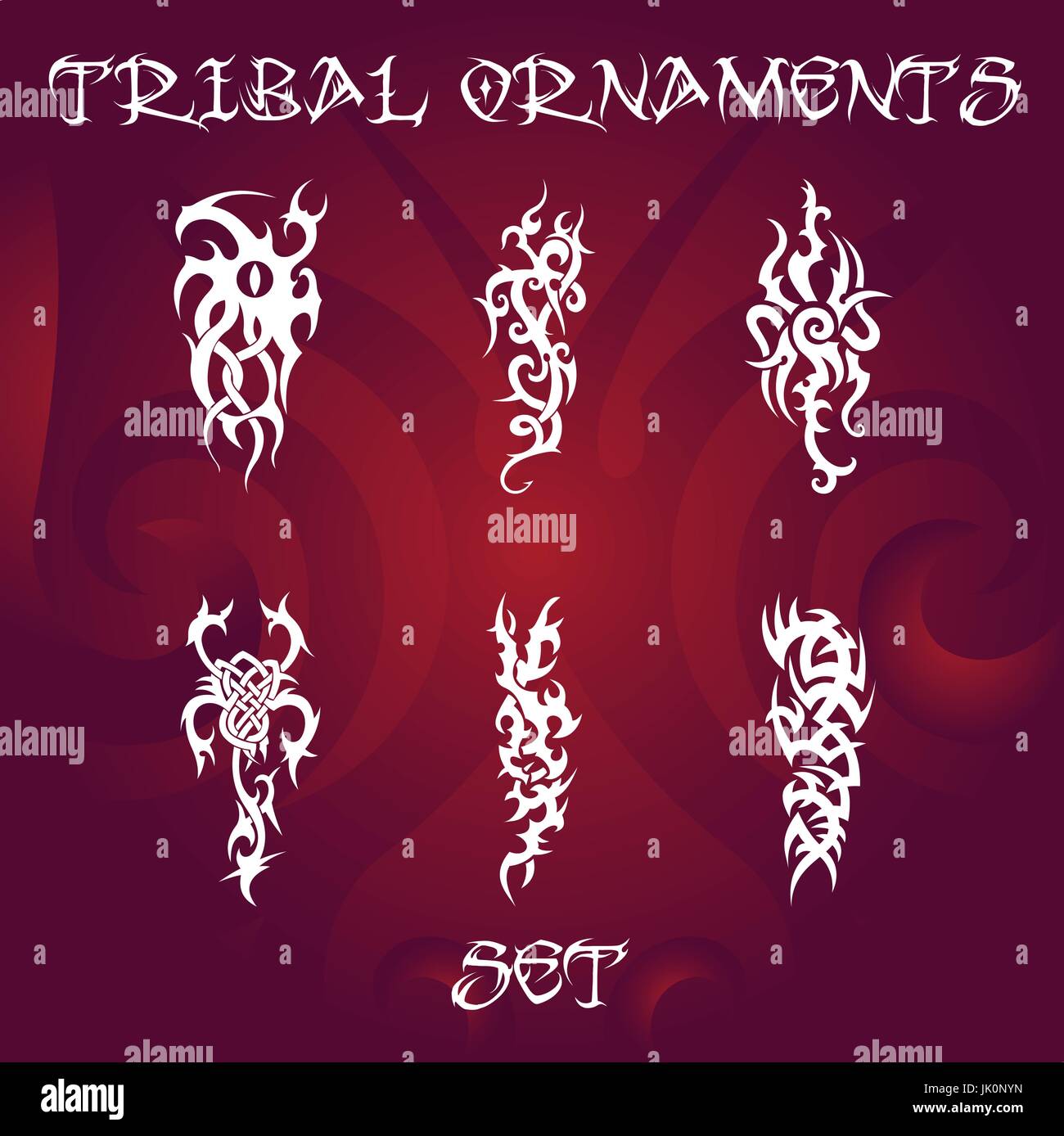 Ornamenti tribali per tatuaggio e disegni Illustrazione Vettoriale