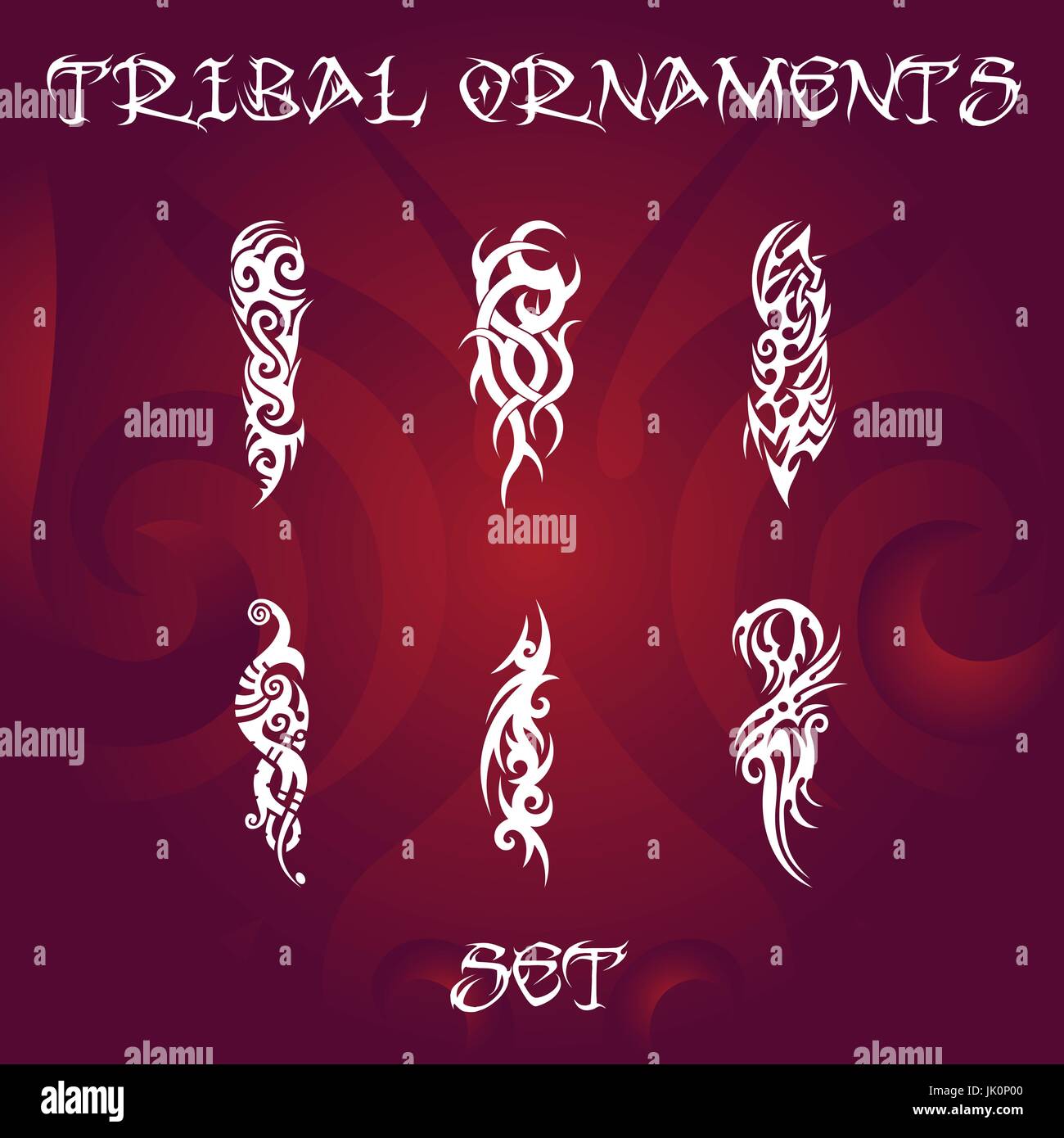 Ornamenti tribali per tatuaggio e disegni Illustrazione Vettoriale