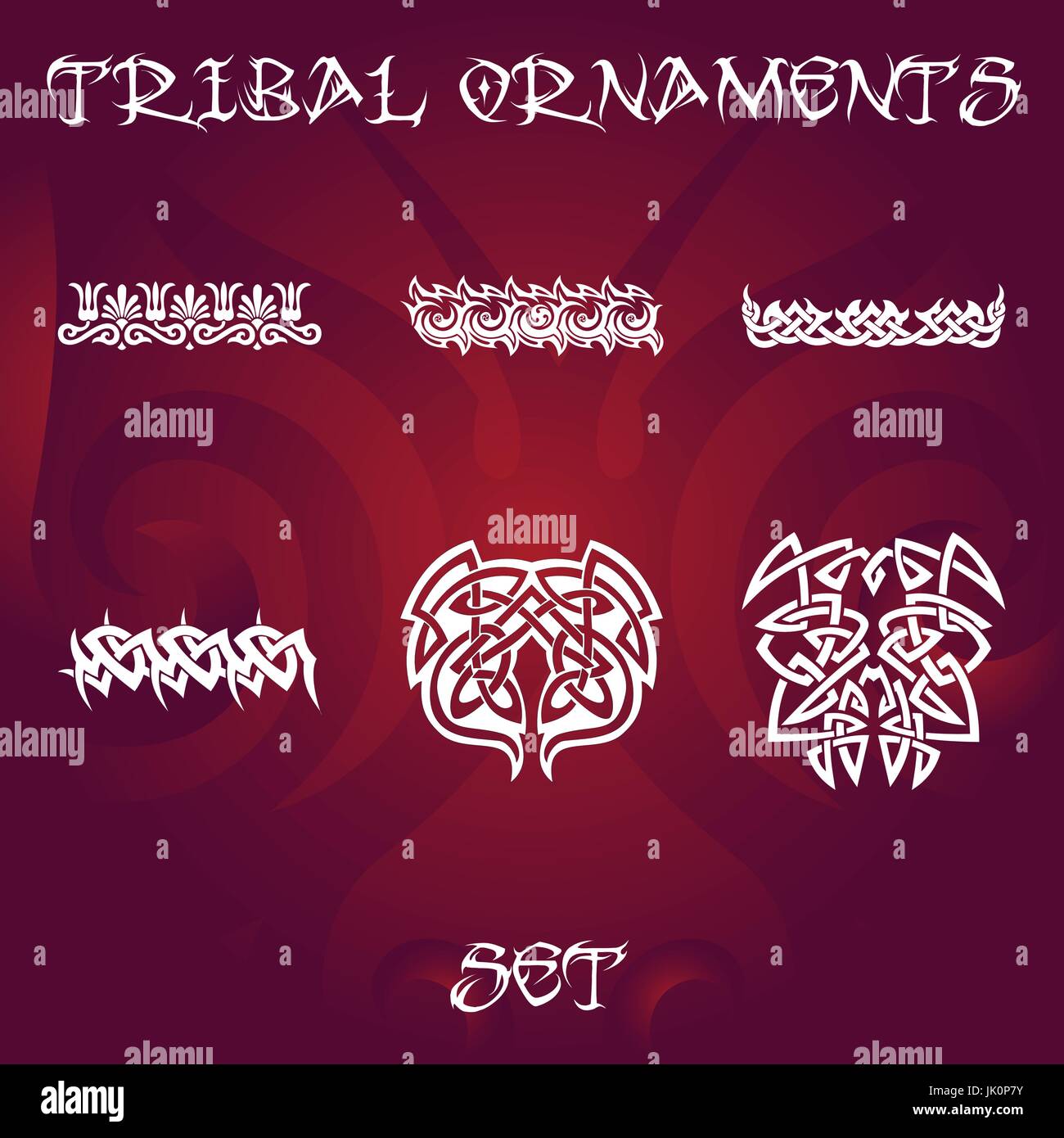 Ornamenti tribali per tatuaggio e disegni Illustrazione Vettoriale