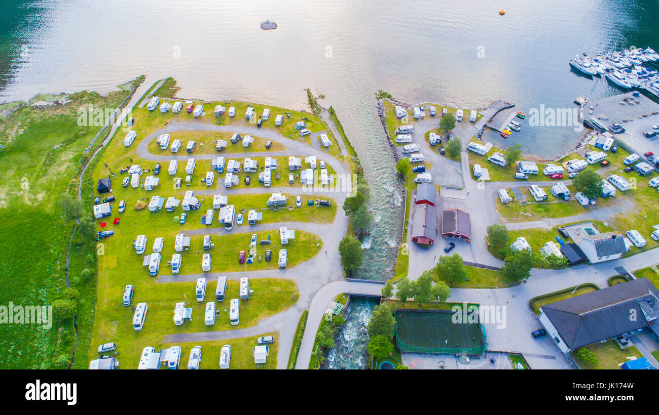 Geiranger camping. La Norvegia. Foto Stock