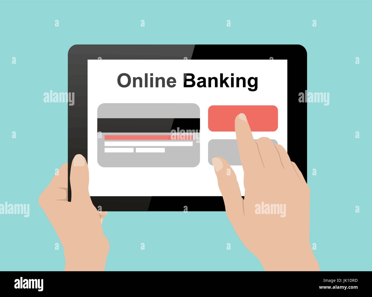 Moderno design piatto illustrazione, mano tablet pc, online banking concept Illustrazione Vettoriale