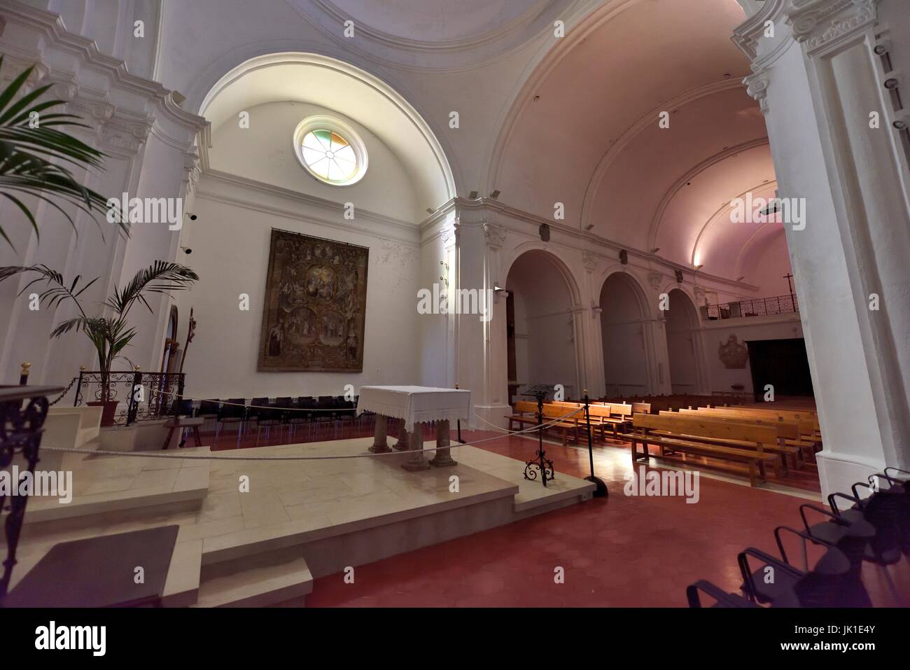 Santuario della Vergine di El Toro gli scatti in interni della chiesa sulla sommità del monte toro menorca Spagna Foto Stock