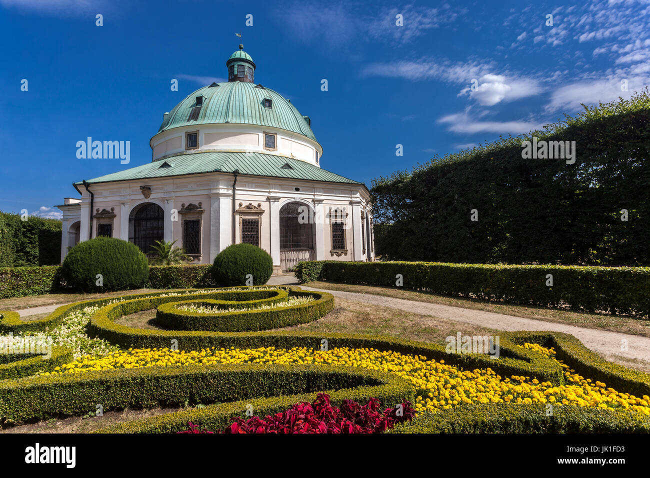 Giardino Kromeriz Rotunda barocco nel giardino di piacere Kromeriz Repubblica Ceca Giardino UNESCO Foto Stock