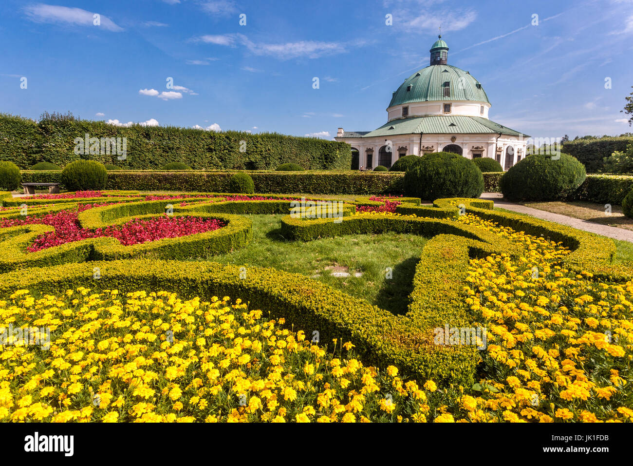 Giardino di Kromeriz, Rotunda in Pleasure Garden Kvetna Zahrada, giardino barocco UNESCO, Repubblica Ceca, splendidi giardini barocchi Foto Stock