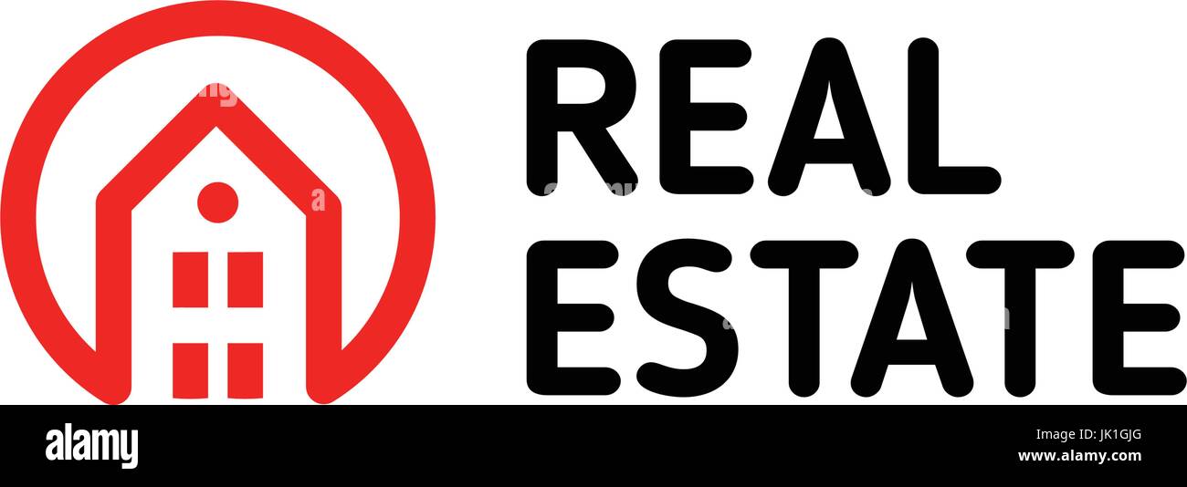 Home vettore lineare logo. Casa Smart line art rosso e nero logotipo. Profilo real estate icona. Illustrazione Vettoriale