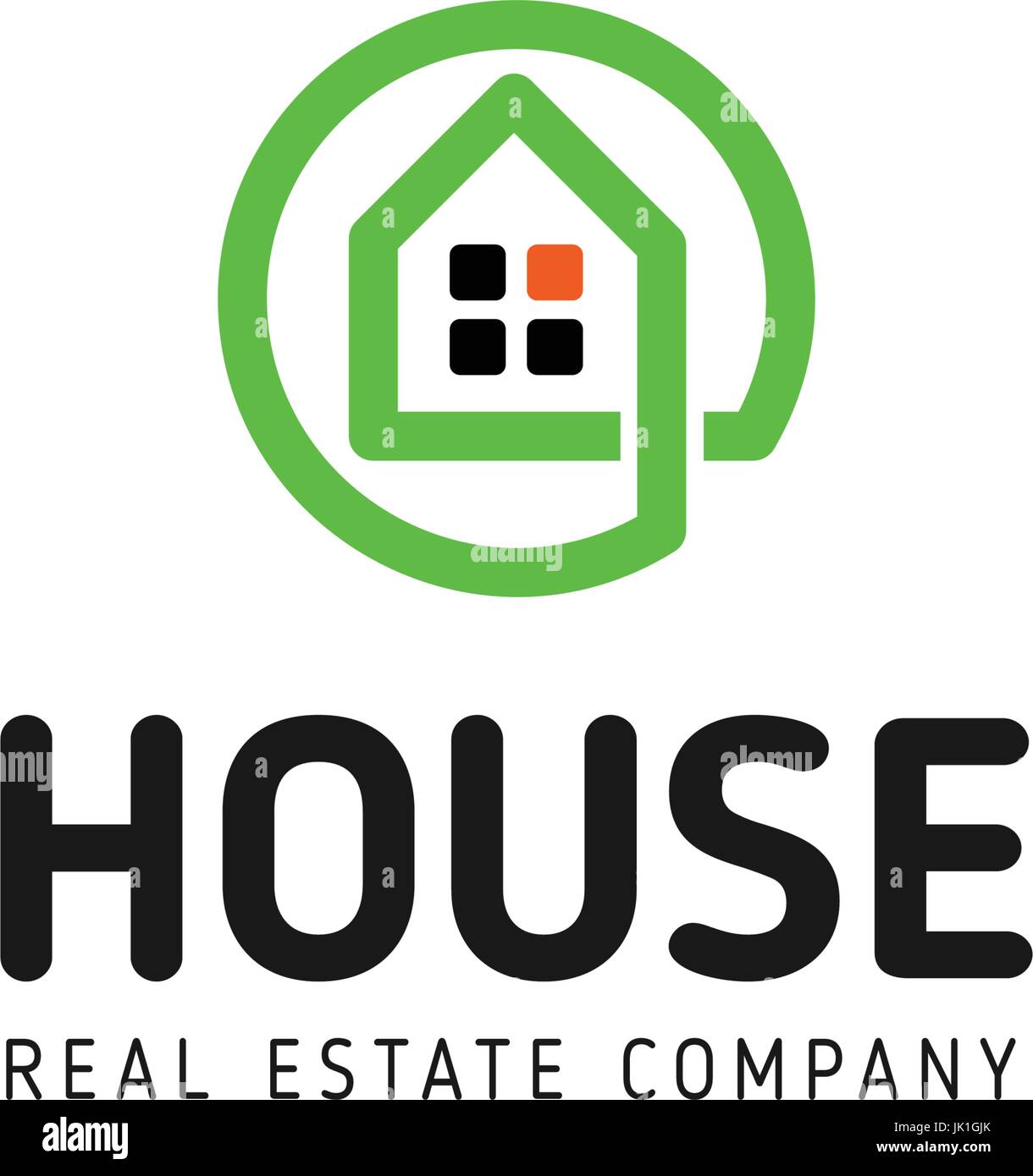 Home vettore lineare logo. Smart casa arte della linea verde e nero logotipo. Profilo real estate icona. Illustrazione Vettoriale