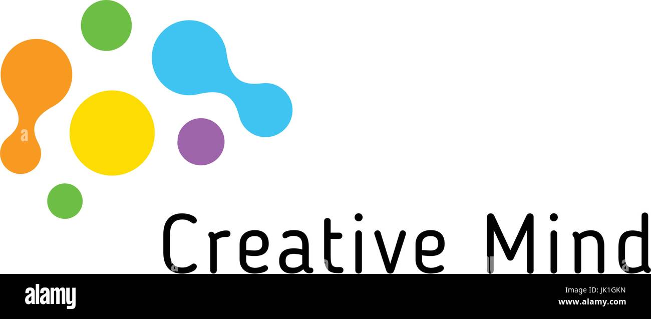 Brain Storming business vettore logo isolato modello. Colorato mente creativa logotipo punti connessi. Punti semplici logotipo. Illustrazione Vettoriale