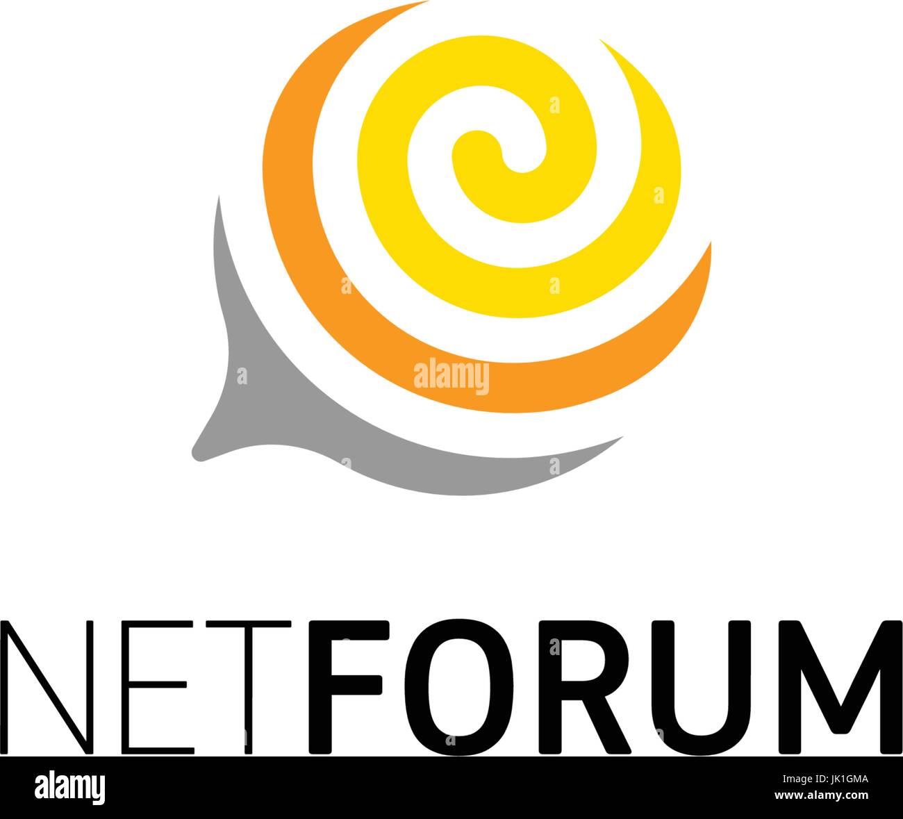 Abstract a spirale nella finestra di dialogo per la chat, forum, comunità di rete. Vettore logo isolato. Illustrazione Vettoriale