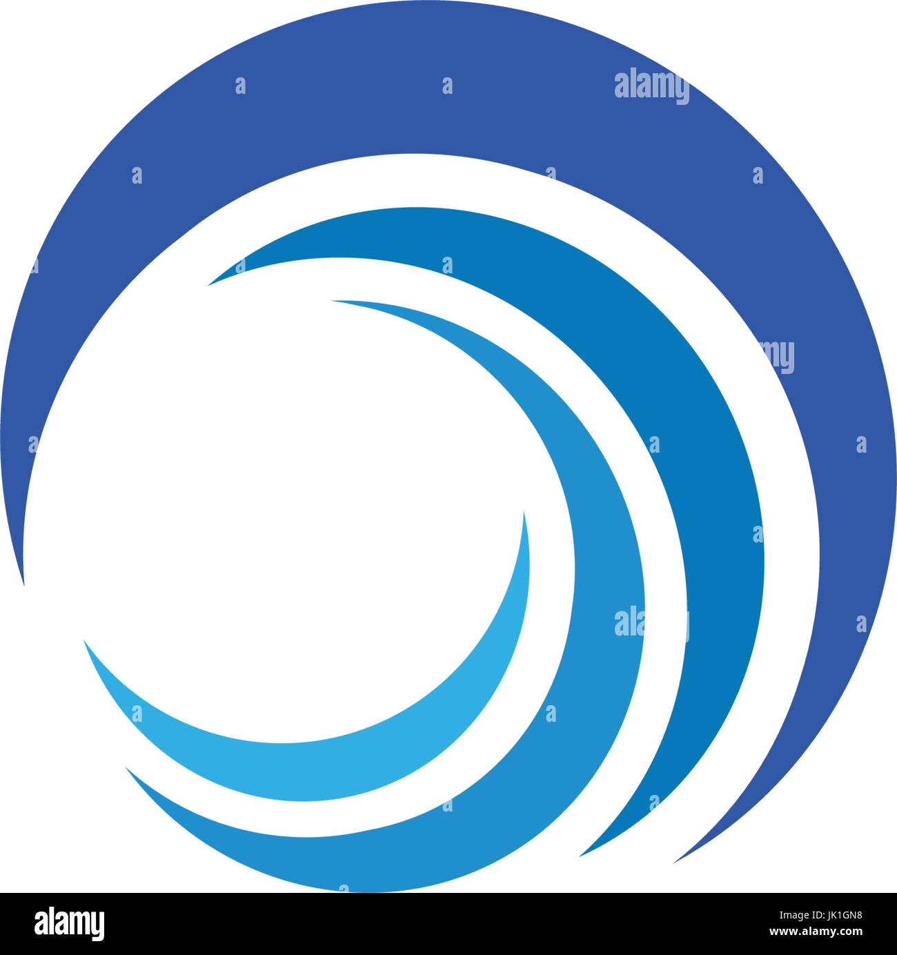 Blue logo a forma di onda. Isolato astratta logotipo decorativo, elemento di design modello su sfondo bianco Illustrazione Vettoriale
