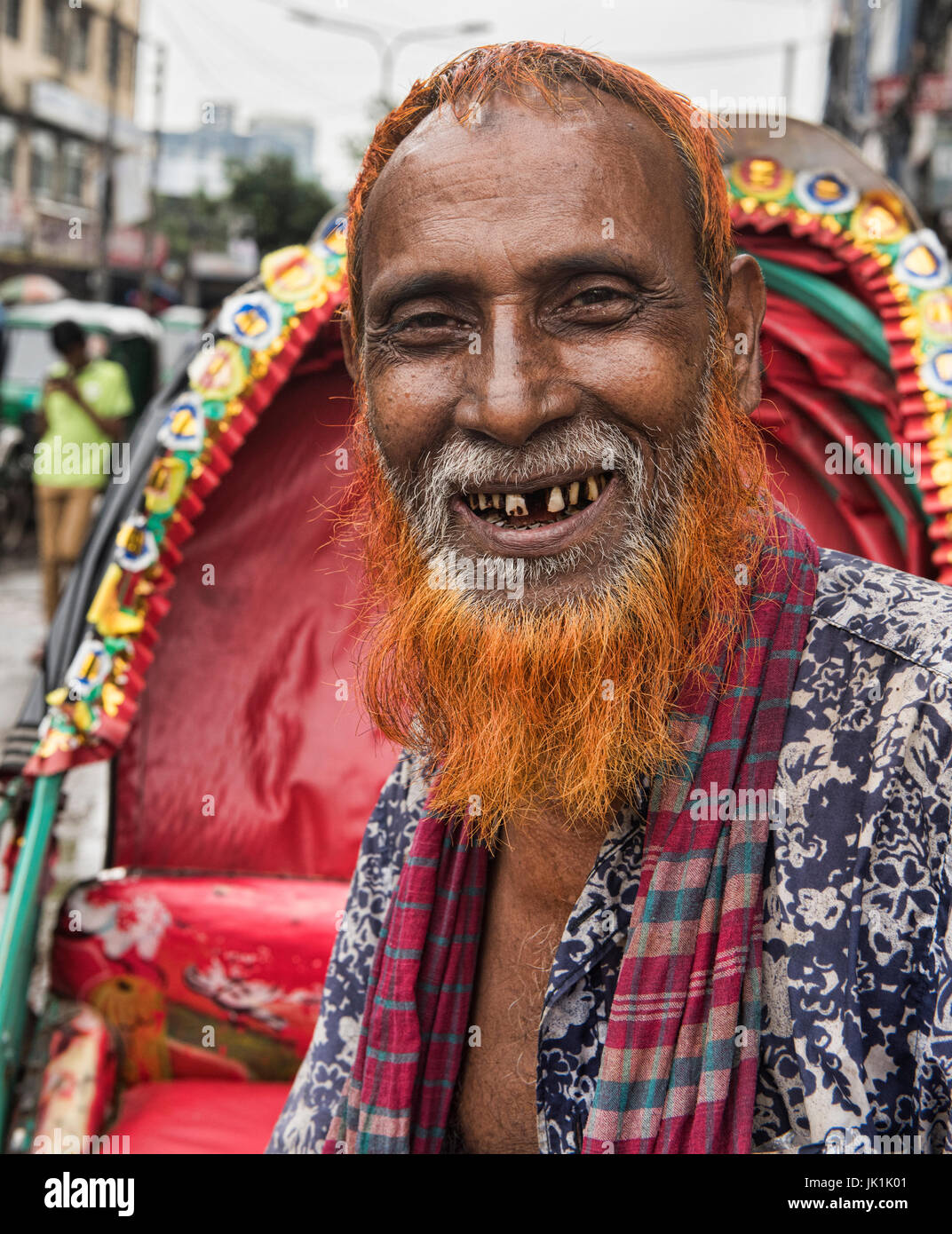 In rickshaw driver, Dhaka, Bangladesh Foto Stock