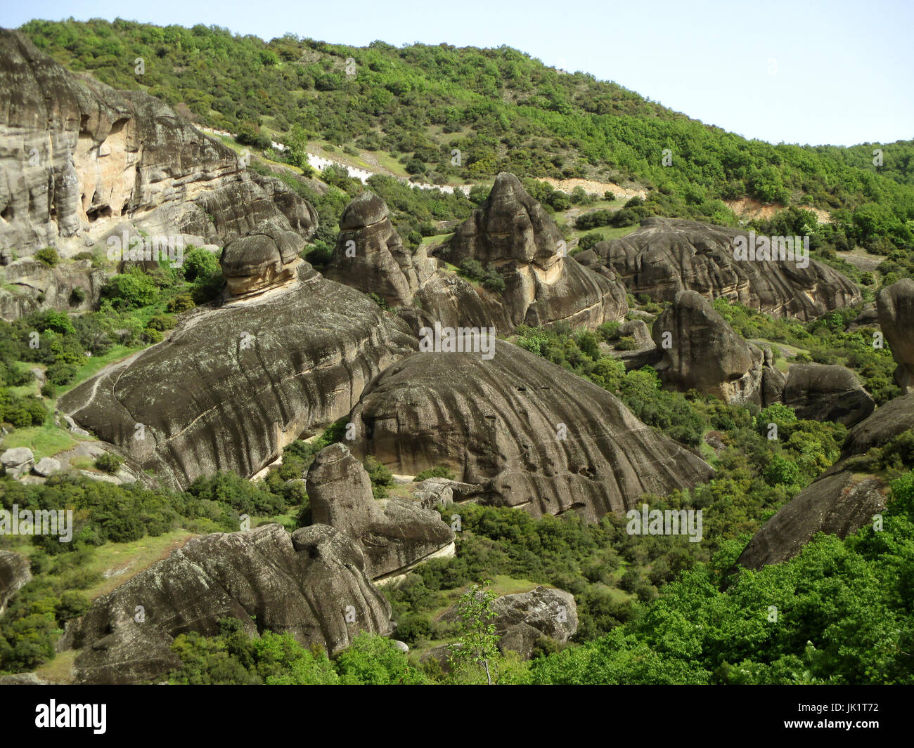 Incredibili formazioni rocciose di Meteora, Grecia Foto Stock