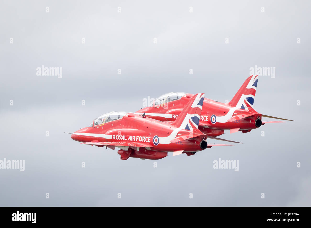 Display RAF Team le frecce rosse Fairford International Air Tattoo 2017 nel loro Hawk T1 formatori a getto Foto Stock