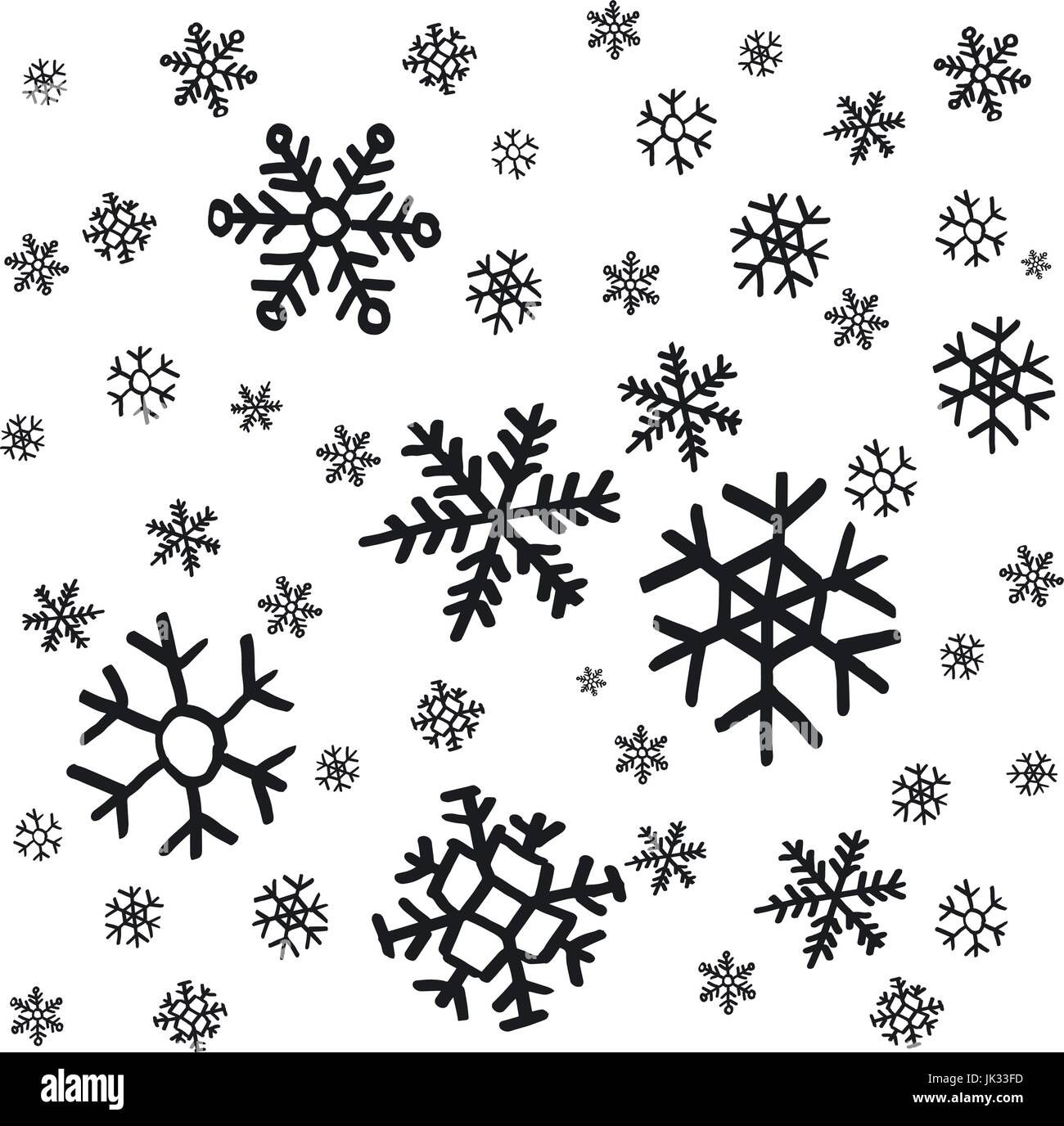 Disegnata a mano i fiocchi di neve decorazioni di Natale realizzata da fiocchi  decorativi disegno vettoriale illustrazione Natale sfondo grigio con i fiocchi  di neve sulla Pentecoste Immagine e Vettoriale - Alamy