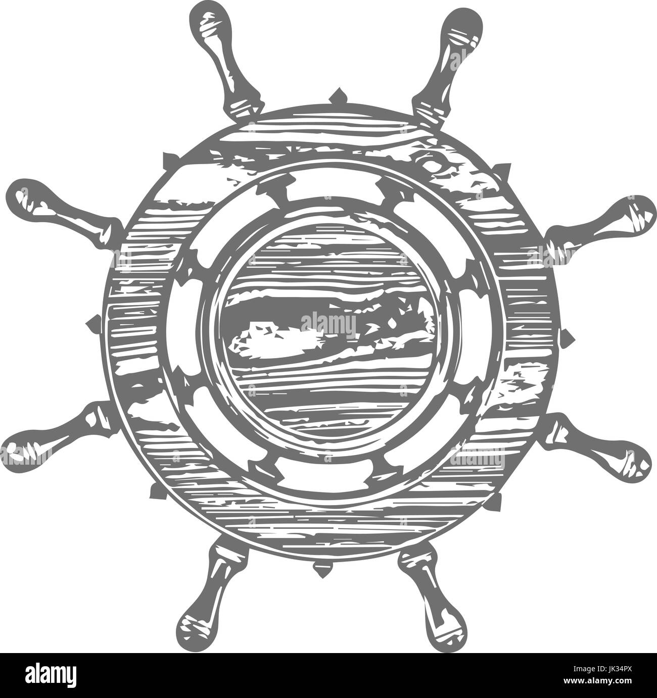 Nave Volante in legno marino vintage illustrazione vettoriale isolati su sfondo bianco Illustrazione Vettoriale