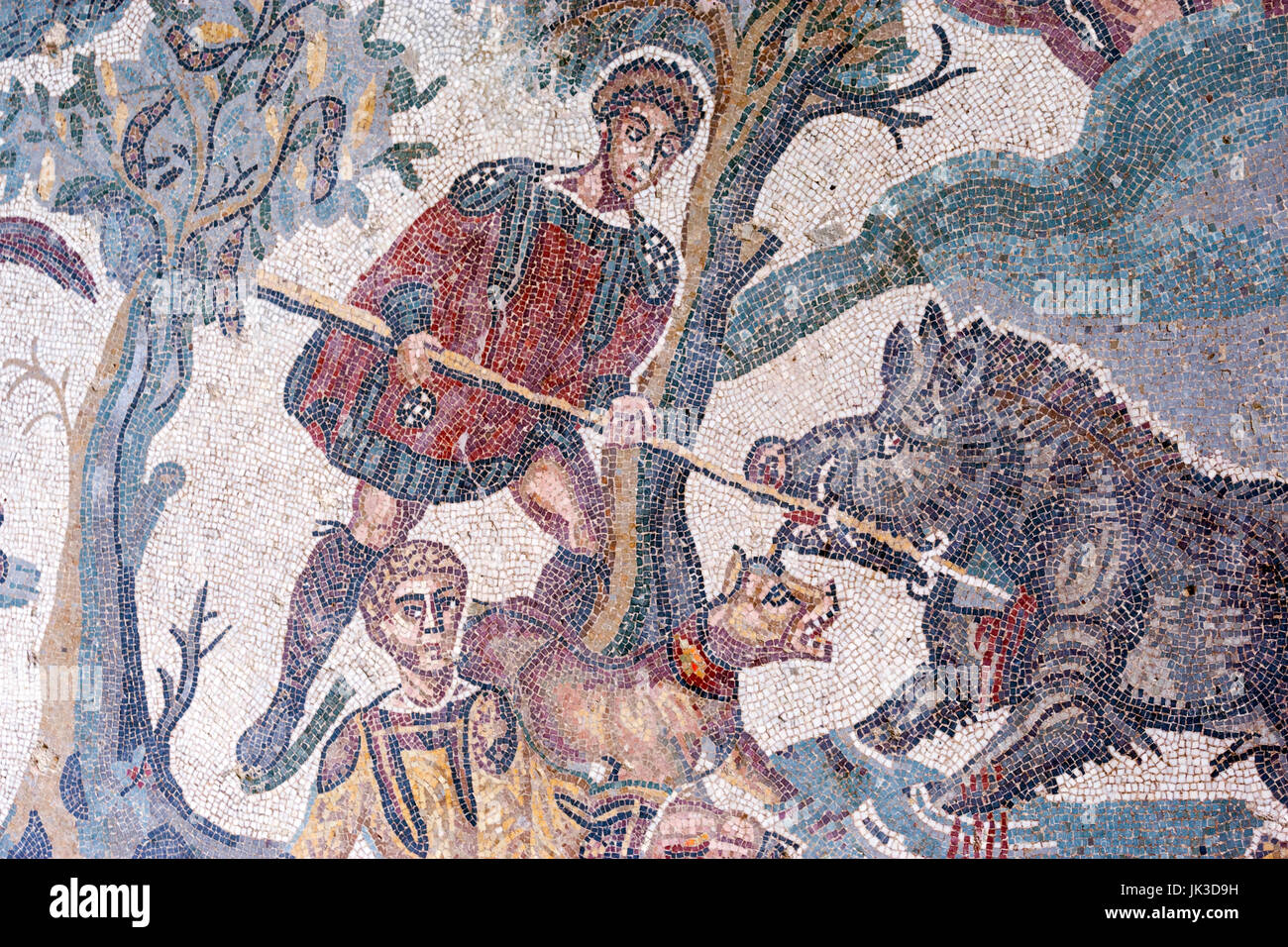 Grande caccia mosaico, mosaici romani nella villa romana o il palazzo della Villa Imperiale del Casale Villa Romana del Casale, Sicilia, Italia Foto stock - Alamy