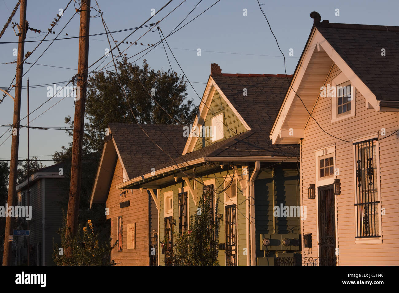 Stati Uniti d'America, Louisiana, New Orleans, Algeri, row-house dettaglio Foto Stock