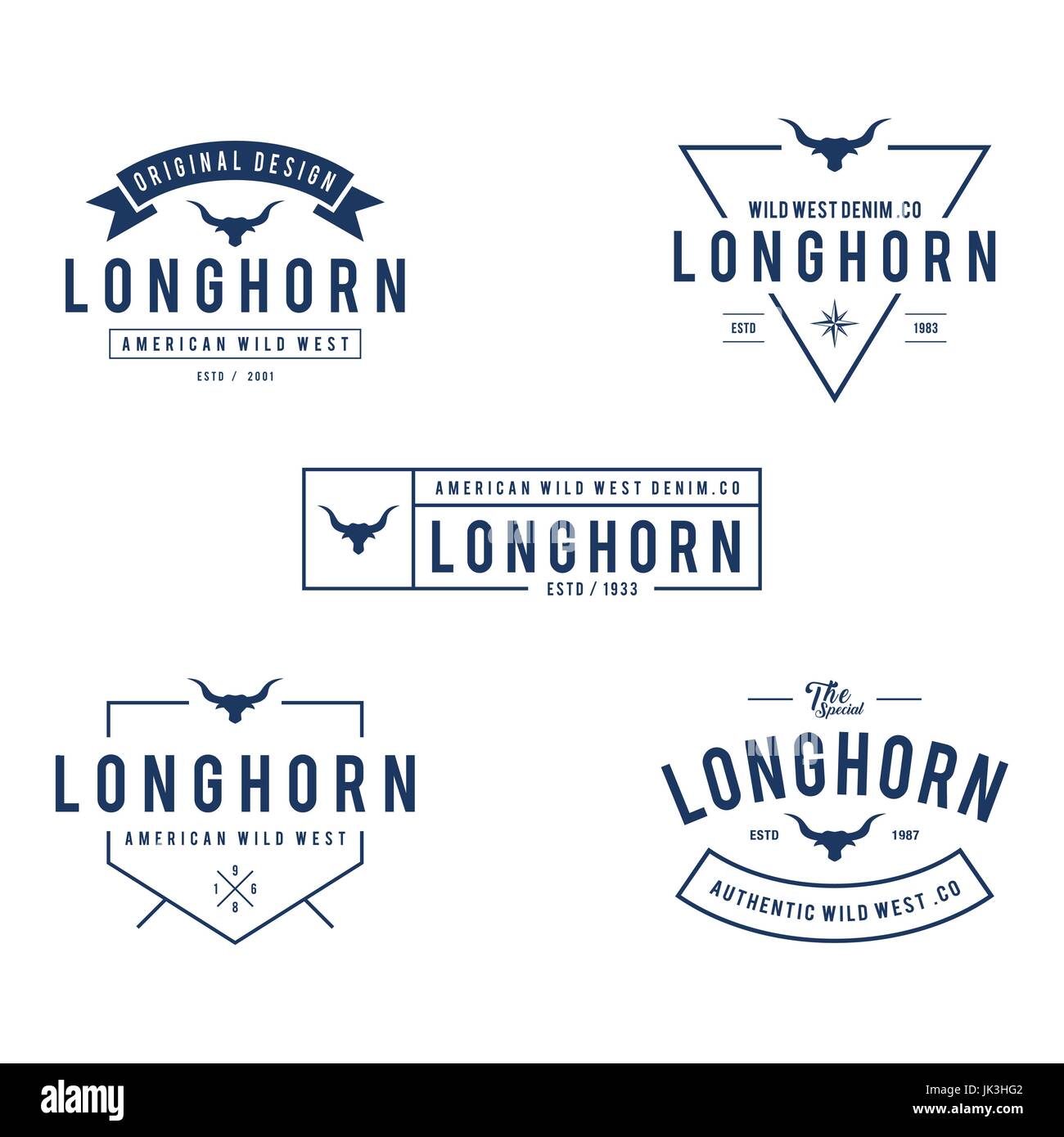 Etichetta Vintage con silhouette di testa di toro, Texas Wild West theme Illustrazione Vettoriale