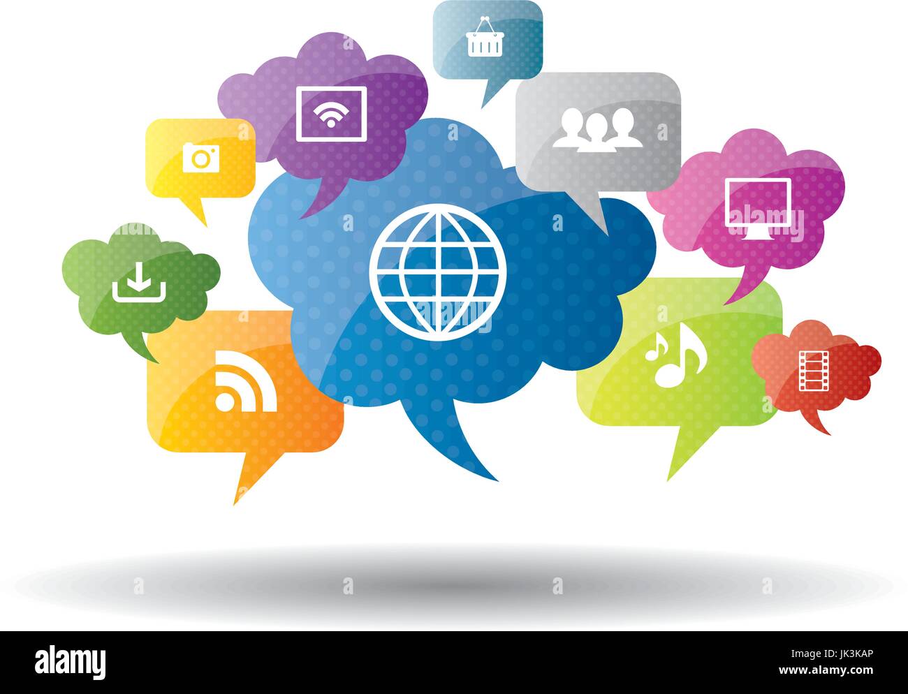 Social network e condivisione e sicurezza in internet Illustrazione Vettoriale