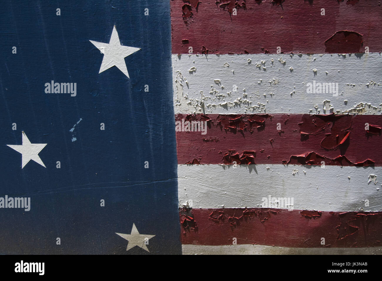 Stati Uniti d'America, New York, Long Island, Il Hamptons, East Hampton, barca dipinta con bandiera degli Stati Uniti, dettaglio Foto Stock