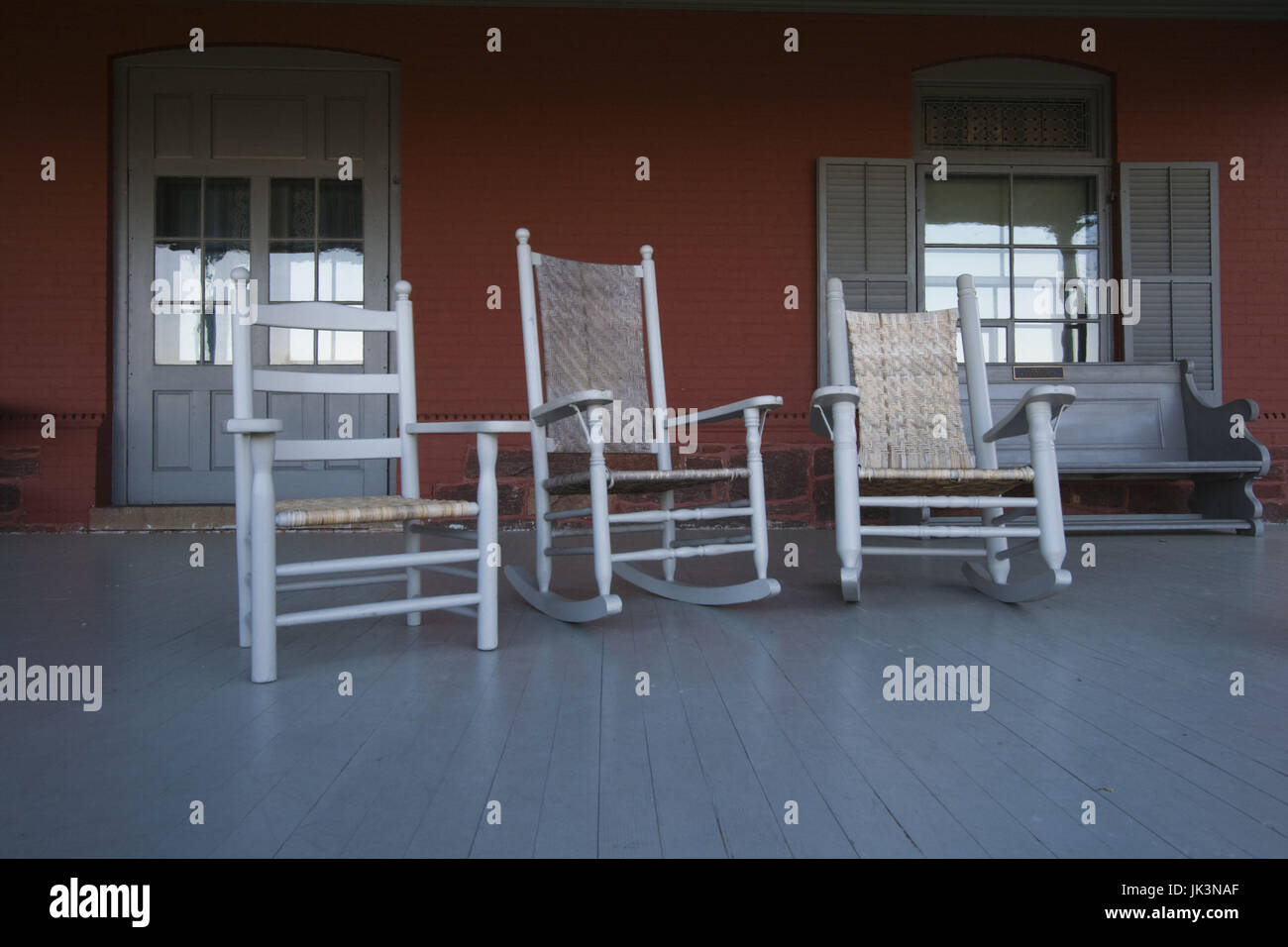 Stati Uniti d'America, New York, Long Island, Oyster Bay, Sagamore Hill, casa storica di ex presidente degli Stati Uniti Theodore Roosevelt, portico vista Foto Stock