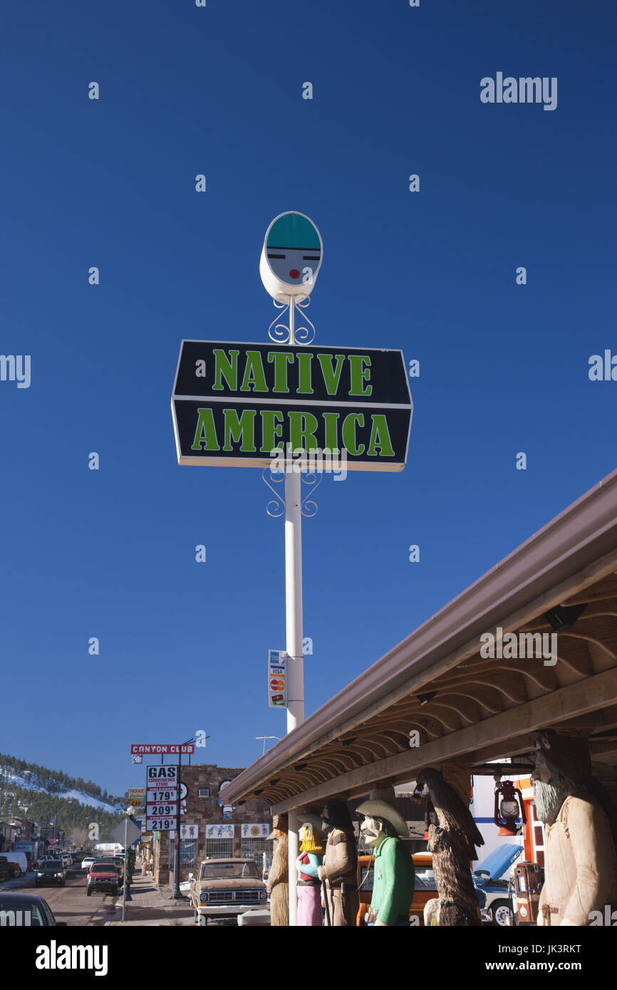 Stati Uniti d'America, Arizona, Williams, Rt. 66 città, i Nativi in America segno Foto Stock