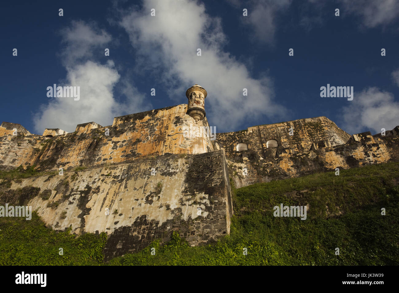 Puerto Rico, San Juan, San Juan Vecchia, El Morro Fortezza, fortezza di mura Foto Stock