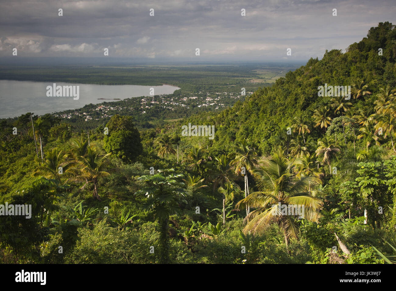 Repubblica Dominicana, penisola di Samana, Sanchez, vista di Bahia de Samana Bay Foto Stock