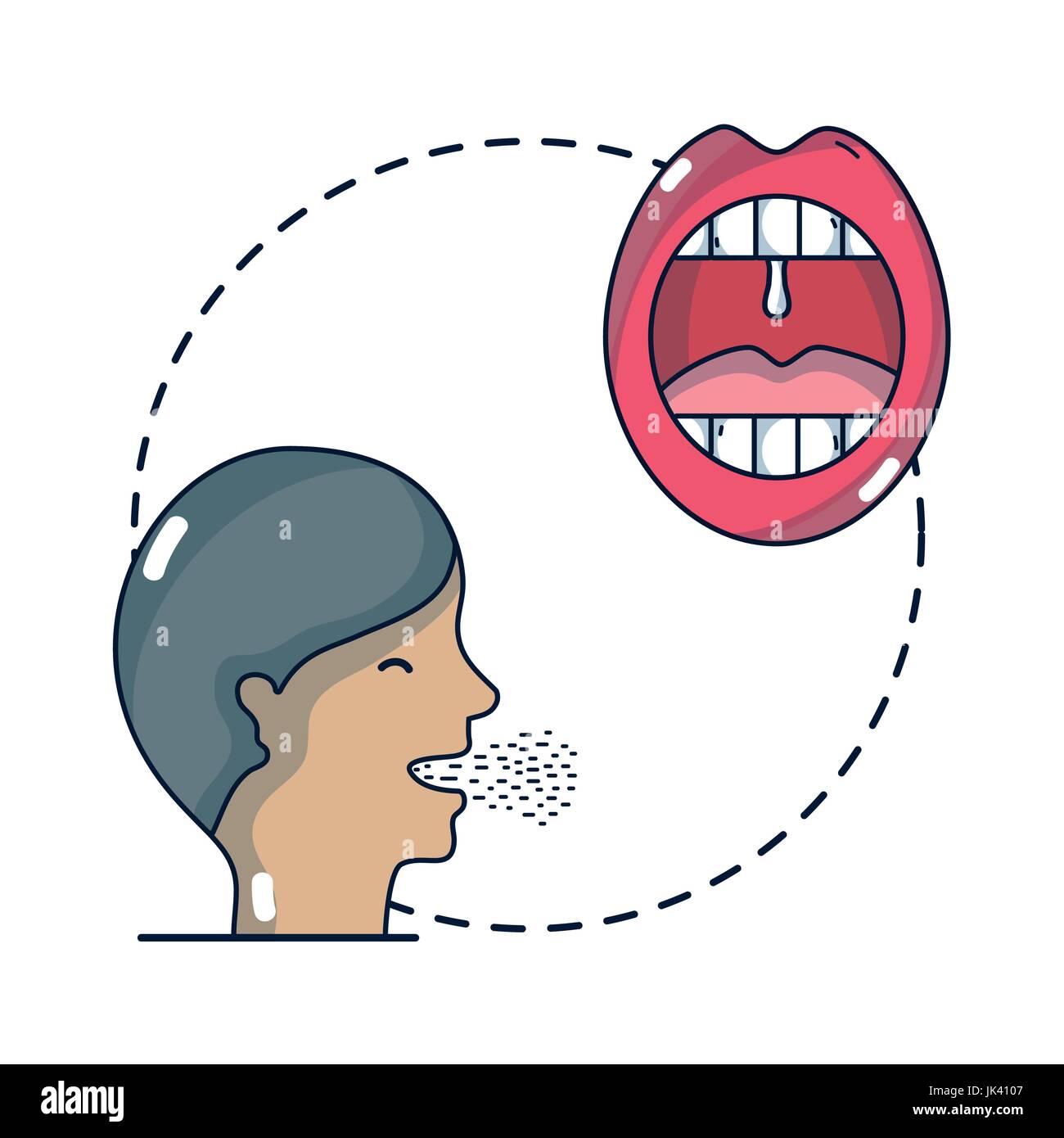 Uomo con mal di gola i sintomi di infezione da virus Illustrazione Vettoriale