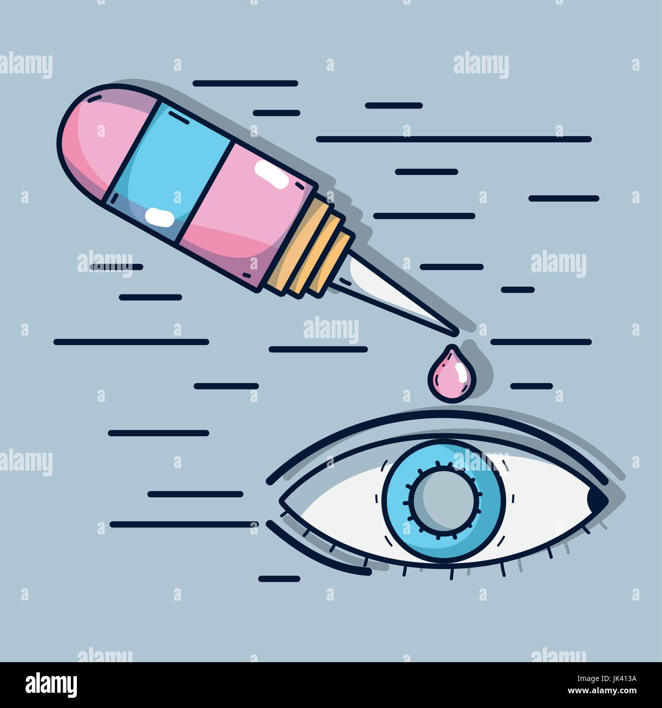 Congiuntivite allergica infammation con trattamento medico Illustrazione Vettoriale