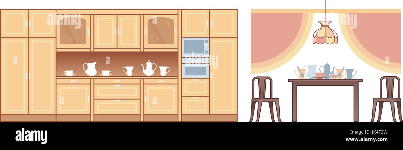 Planare collezione di mobili Illustrazione Vettoriale