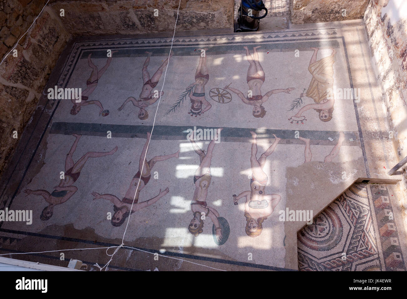 I mosaici romani della villa romana o il palazzo della Villa Imperiale del Casale Villa Romana del Casale, Sicilia, Italia Foto Stock