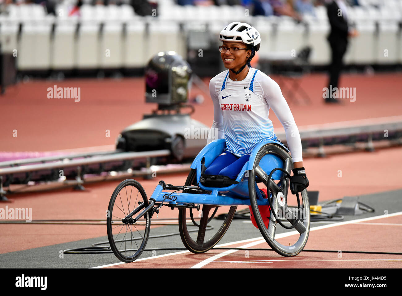 Kare Adenegan medaglia di bronzo 400m T34 ai Campionati mondiali di atletica leggera Para allo Stadio Olimpico di Londra, 2017 Foto Stock