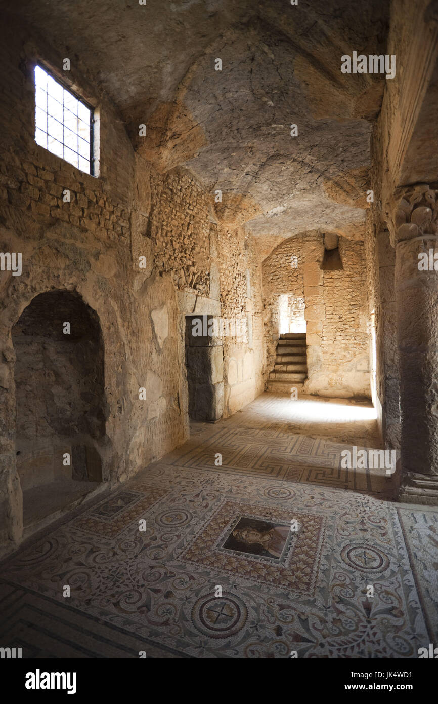 La Tunisia, nord della Tunisia, Bulla regia e le rovine di metropolitana di epoca romana ville, casa di Anfitrite, interno Foto Stock