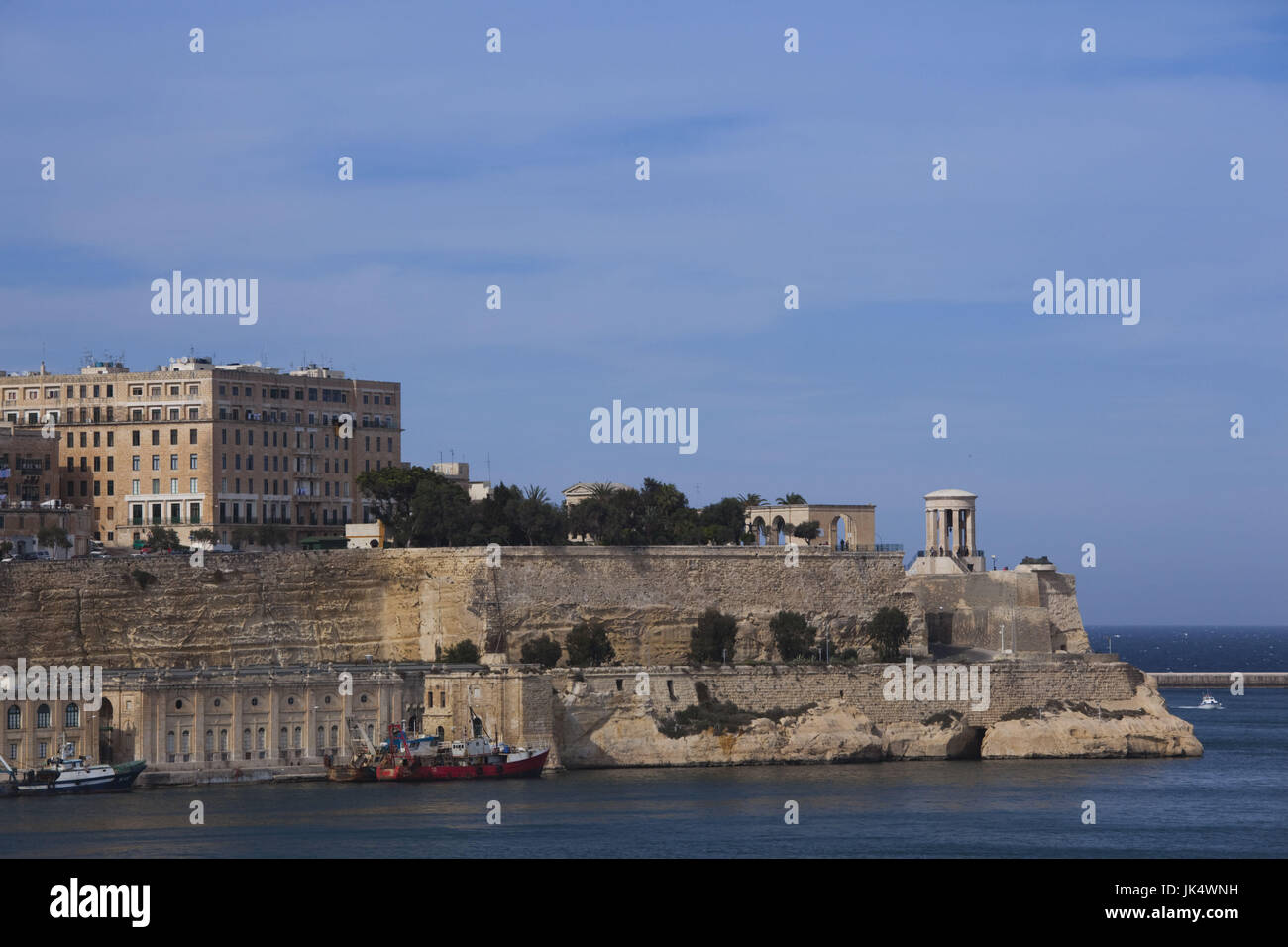 Malta, La Valletta, Senglea, L-Isla, vista di La Valletta dall'Vedette lookout Foto Stock