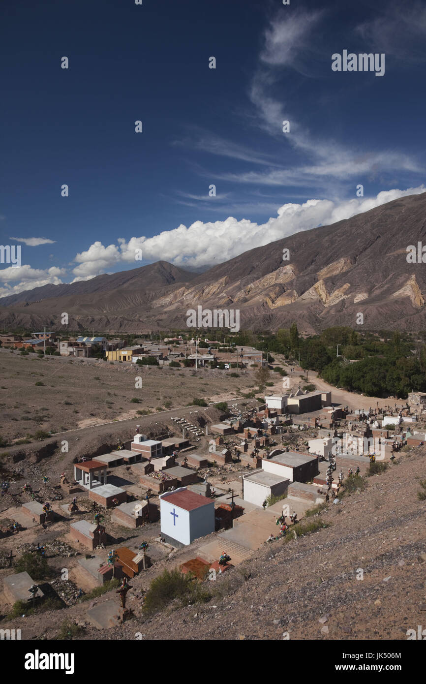 Argentina, provincia di Jujuy, Quebrada de Humamuaca canyon, Maimara, cimitero hillside Foto Stock